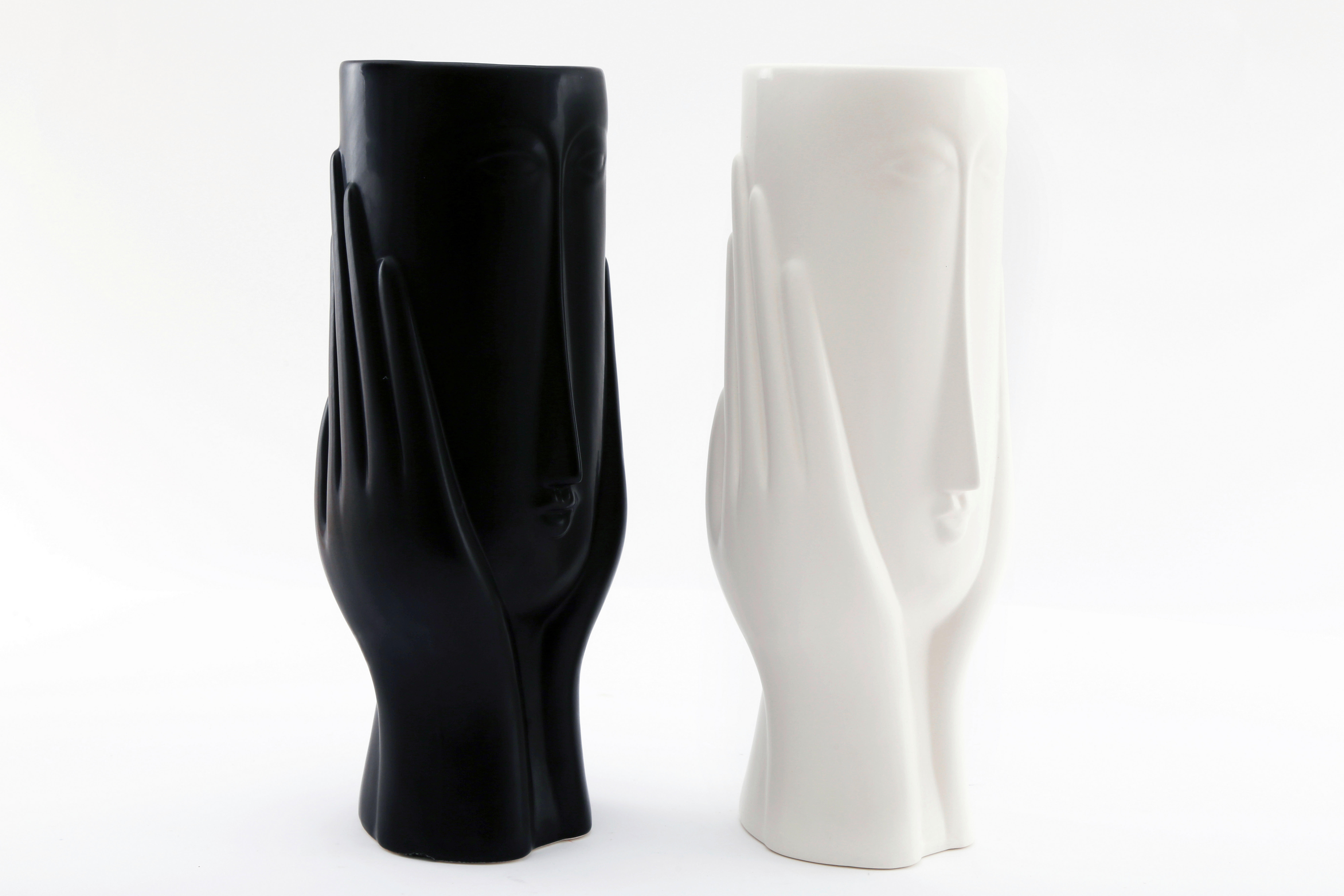 VAZĂ 30 cm  - alb/negru, Basics, ceramică (30cm)