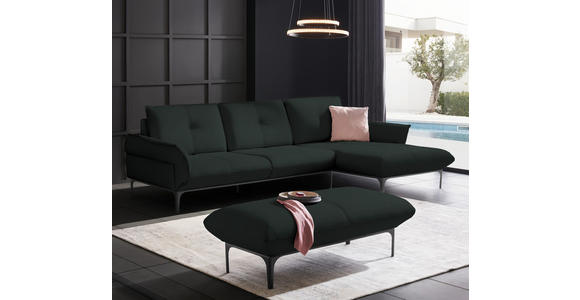 ECKSOFA Florenz in Echtleder Schwarz  - Schwarz, Design, Leder/Metall (319/182cm) - Valnatura