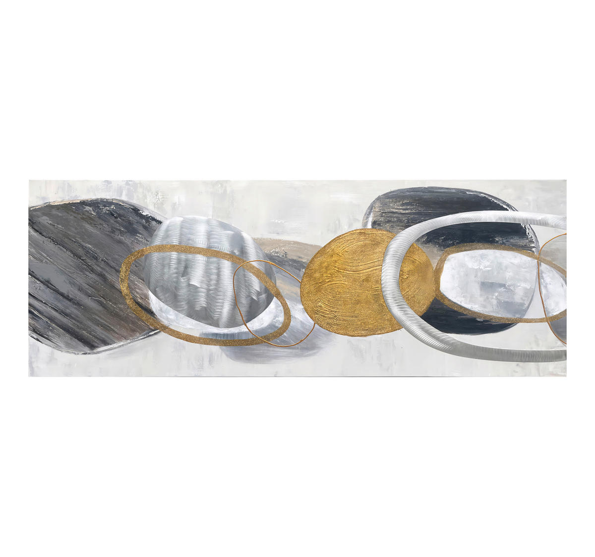 OLJNA SLIKA  150/55 cm   - zlate barve/bela, Design, tekstil/les (150/55cm) - Monee