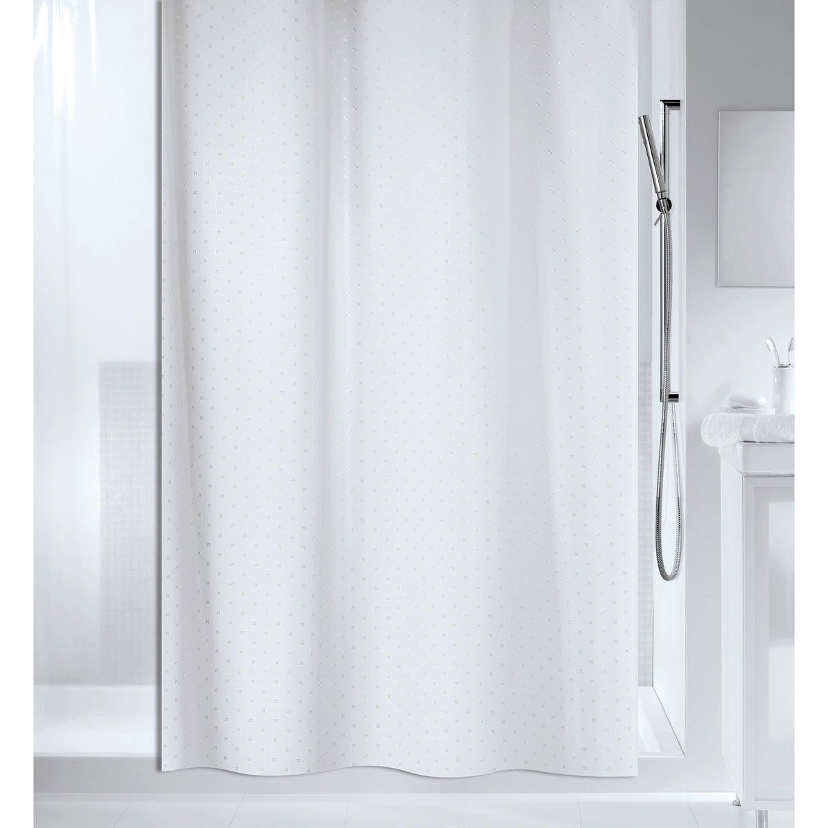 DUSCHVORHANG RICCO 180/200 cm  - Weiß, Basics, Textil (180/200cm) - Spirella