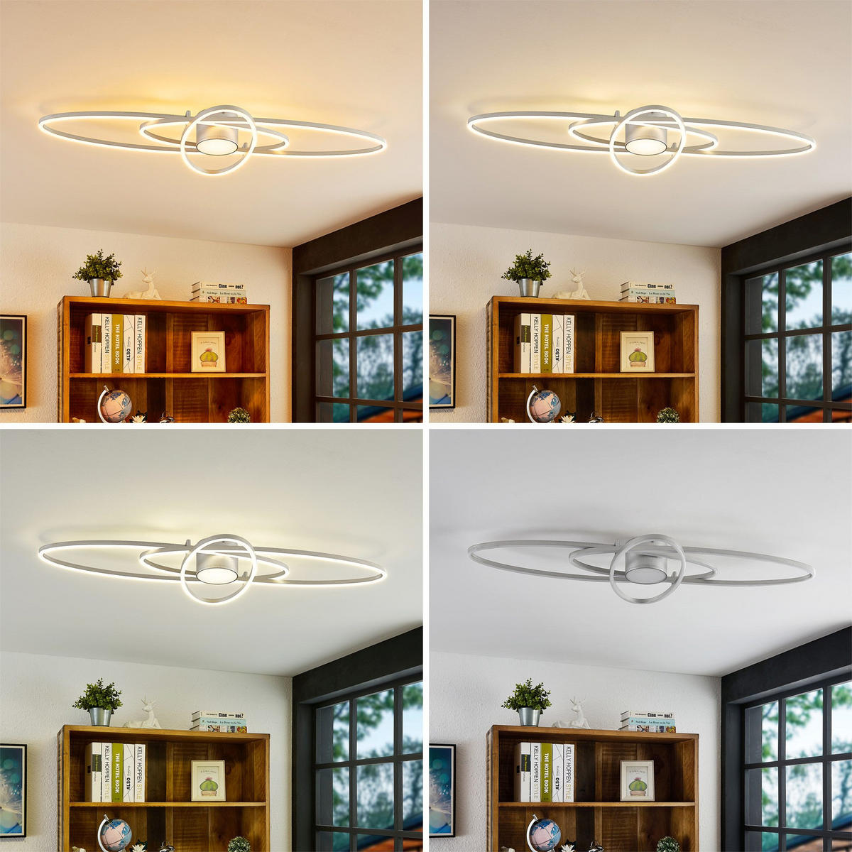LED-TAKLAMPA Cuva 58 W 101/43/8,5 cm  - nickelfärgad, Design, metall/plast (101/43/8,5cm) - Novel