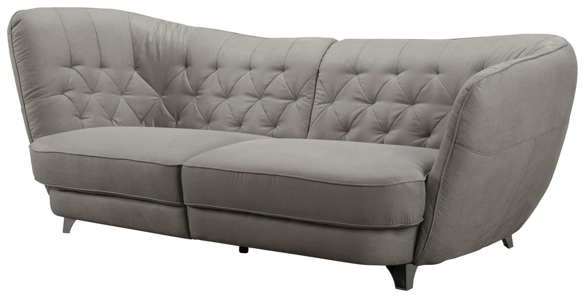 BIGSOFA Mikrofaser Braun  - Chromfarben/Braun, MODERN, Textil/Metall (256/85/115cm) - MID.YOU