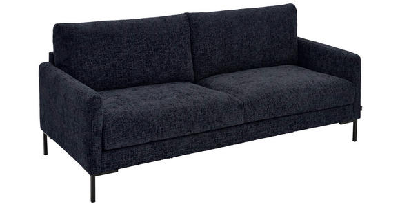 3-SITZER-SOFA Webstoff Dunkelblau  - Schwarz/Dunkelblau, KONVENTIONELL, Textil/Metall (196/78/90cm) - Hom`in