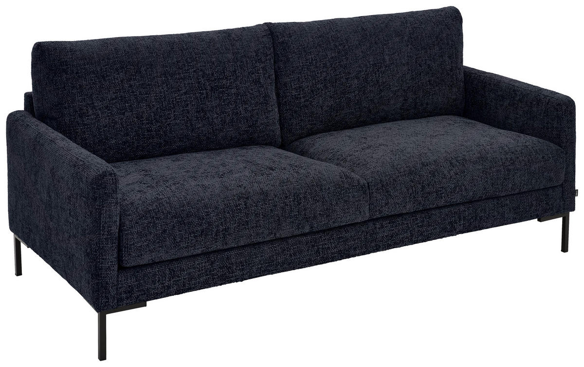 3-SITZER-SOFA in Webstoff Dunkelblau  - Schwarz/Dunkelblau, Konventionell, Textil/Metall (196/78/90cm) - MID.YOU