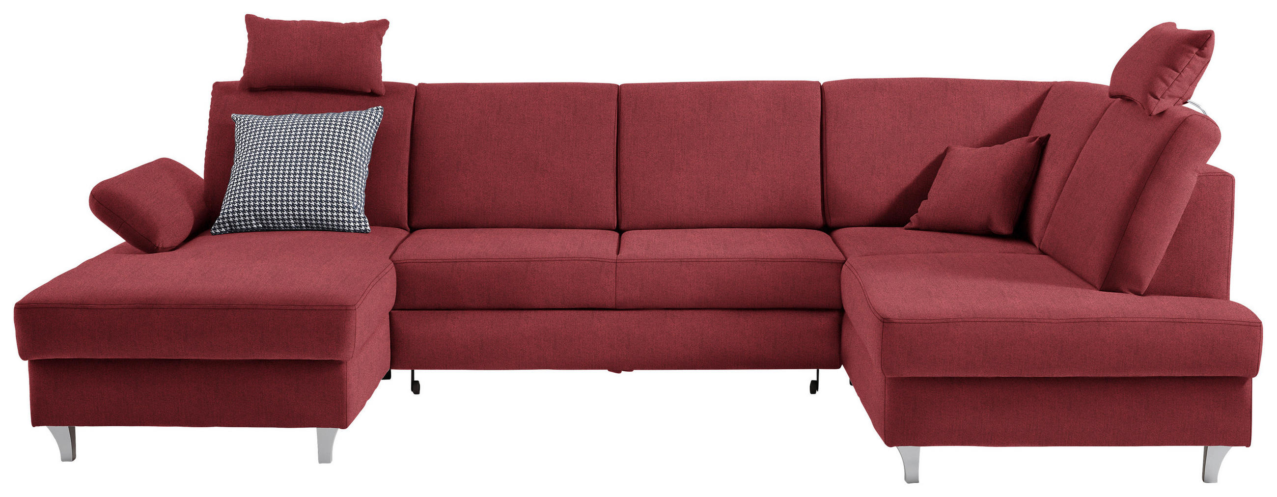 WOHNLANDSCHAFT in Struktur Rot  - Silberfarben/Rot, KONVENTIONELL, Holz/Textil (167/322/186cm) - Cantus