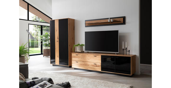 WOHNWAND  in Anthrazit, Eichefarben  319/190/50 cm  - Eichefarben/Anthrazit, Natur, Glas/Holz (319/190/50cm) - Linea Natura