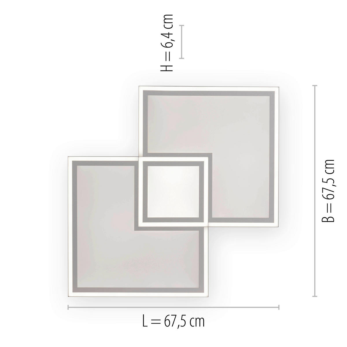 LED-DECKENLEUCHTE 51 W    67/67/5 cm  - Weiss, Trend, Kunststoff/Metall (67/67/5cm) - Novel