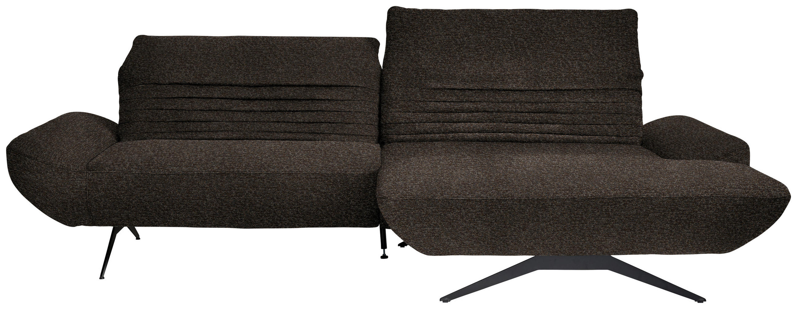 ECKSOFA  in Bouclé Dunkelbraun  280/170-195 cm  - Dunkelbraun/Schwarz, Design, Textil/Metall (280/170-195cm) - Dieter Knoll