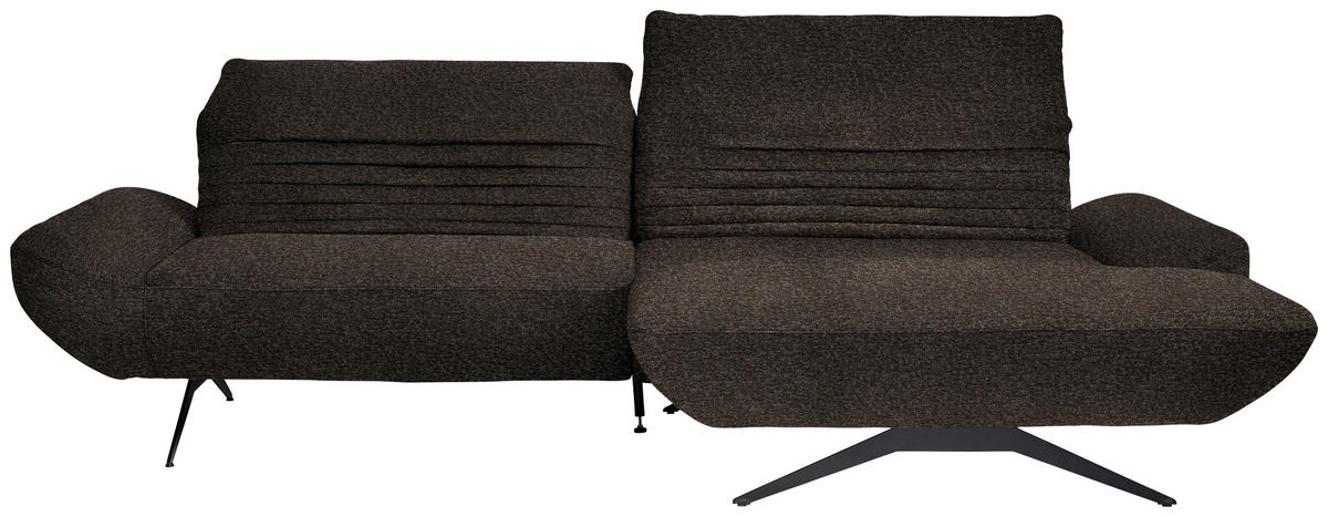 ECKSOFA  in Bouclé Dunkelbraun  280/170-195 cm  - Dunkelbraun/Schwarz, Design, Textil/Metall (280/170-195cm) - Dieter Knoll
