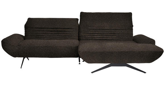 ECKSOFA  in Bouclé Dunkelbraun  280/170-195 cm  - Dunkelbraun/Schwarz, Design, Textil/Metall (280/170-195cm) - Dieter Knoll