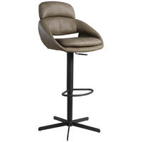 BARHOCKER Echtleder Taupe Eisen Sitzfläche 360° drehbar  - Taupe/Schwarz, Design, Leder/Metall (55/105/56cm) - Emilio Belluti