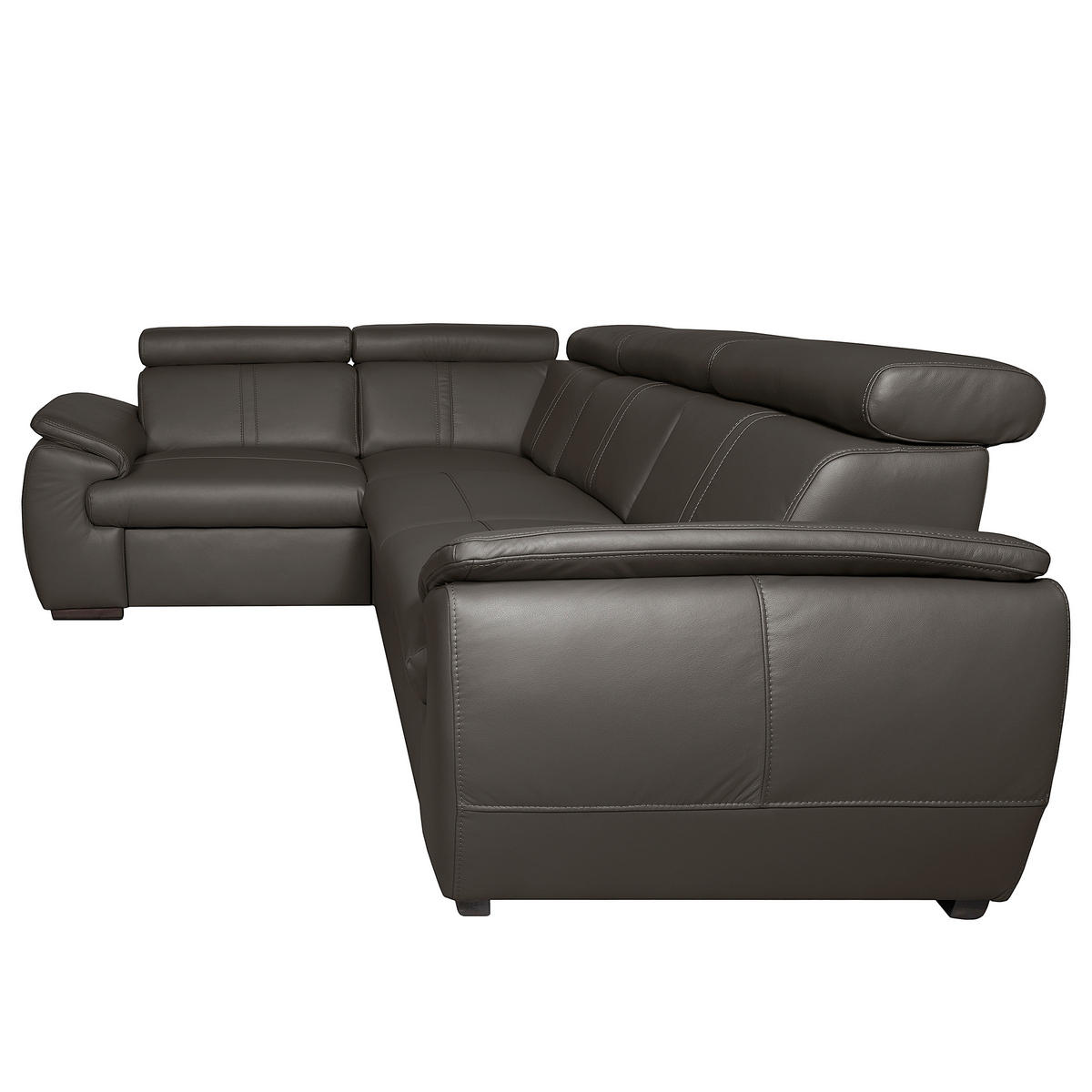 ECKSOFA  in Echtleder Dunkelbraun  193/265 cm  - Wengefarben/Dunkelbraun, Design, Leder/Holz (193/265cm) - Livetastic