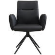 ARMLEHNSTUHL  Sitzfläche 360° drehbar, automatische Rückholfunktion  Echtleder  - Schwarz, Trend, Leder/Metall (63/89/62cm) - Novel