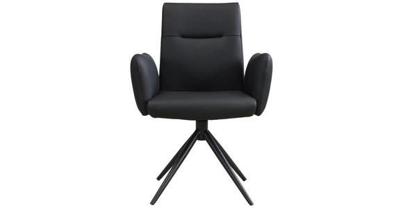 ARMLEHNSTUHL  Sitzfläche 360° drehbar, automatische Rückholfunktion  Echtleder  - Schwarz, Trend, Leder/Metall (63/89/62cm) - Novel
