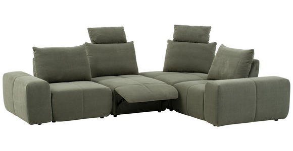 ECKSOFA in Velours Olivgrün 326/236 cm - Schwarz/Olivgrün, Design, Kunststoff/Textil (326/236cm) - Xora