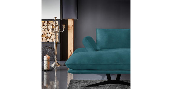 WOHNLANDSCHAFT in Echtleder Petrol - Petrol/Schwarz, Natur, Leder/Metall (155/359/217cm) - Dieter Knoll