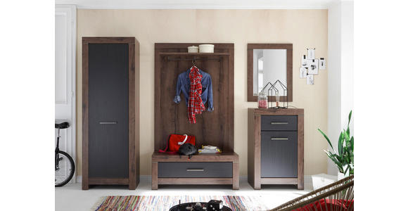 GARDEROBENBANK 112/45/45 cm - Eichefarben/Silberfarben, ROMANTIK / LANDHAUS, Holzwerkstoff/Kunststoff (112/45/45cm) - Carryhome