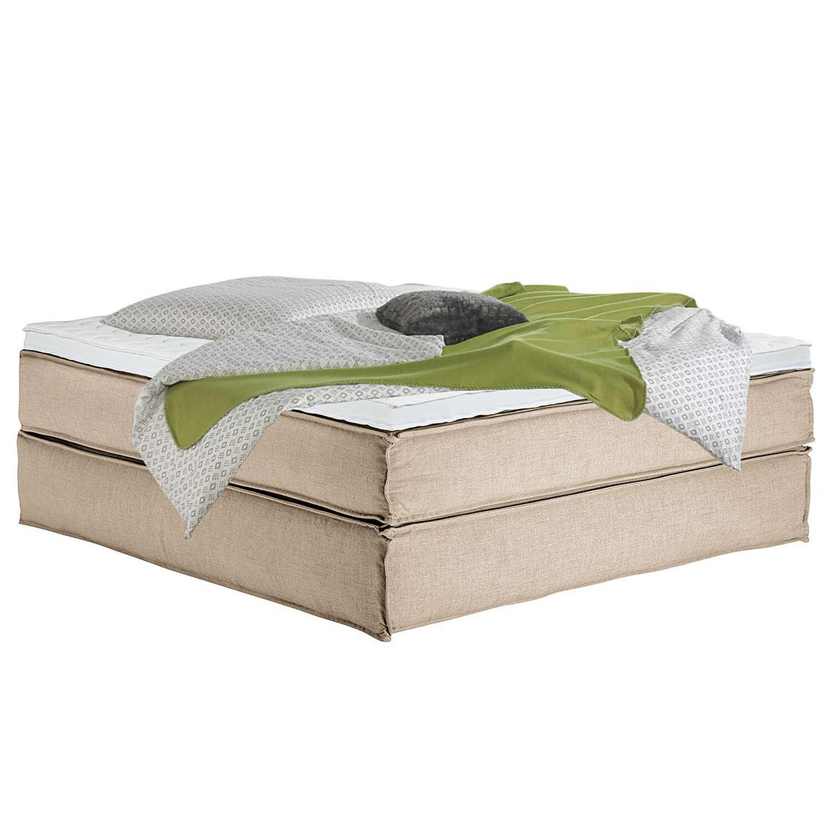 BOXSPRINGBETT 200/200 cm  in Beige  - Beige/Schwarz, Design, Textil (200/200cm) - home24