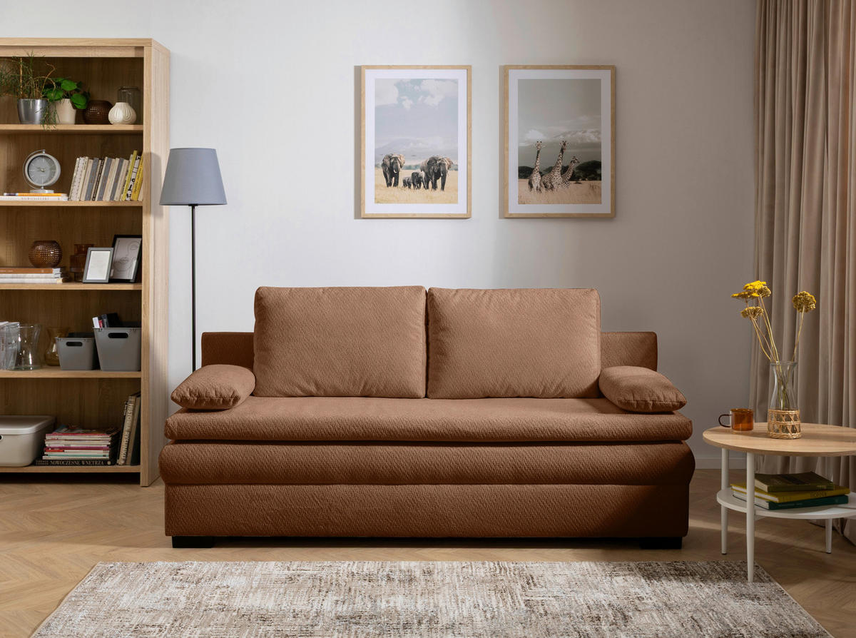 SCHLAFSOFA - Rostfarben/Schwarz, KONVENTIONELL, Kunststoff/Textil (195/93/83cm) - Carryhome