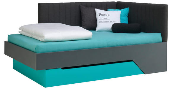 BETT 120/200 cm  in Grau, Türkis  - Türkis/Grau, Design, Holzwerkstoff (120/200cm) - Venda