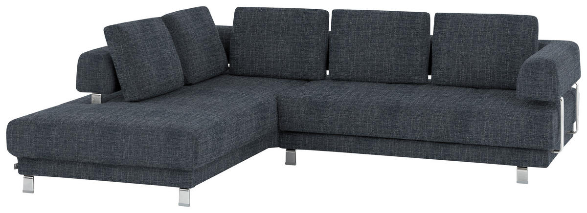 ECKSOFA in Chenille Dunkelblau  - Dunkelblau, Design, Textil/Metall (235/277cm)