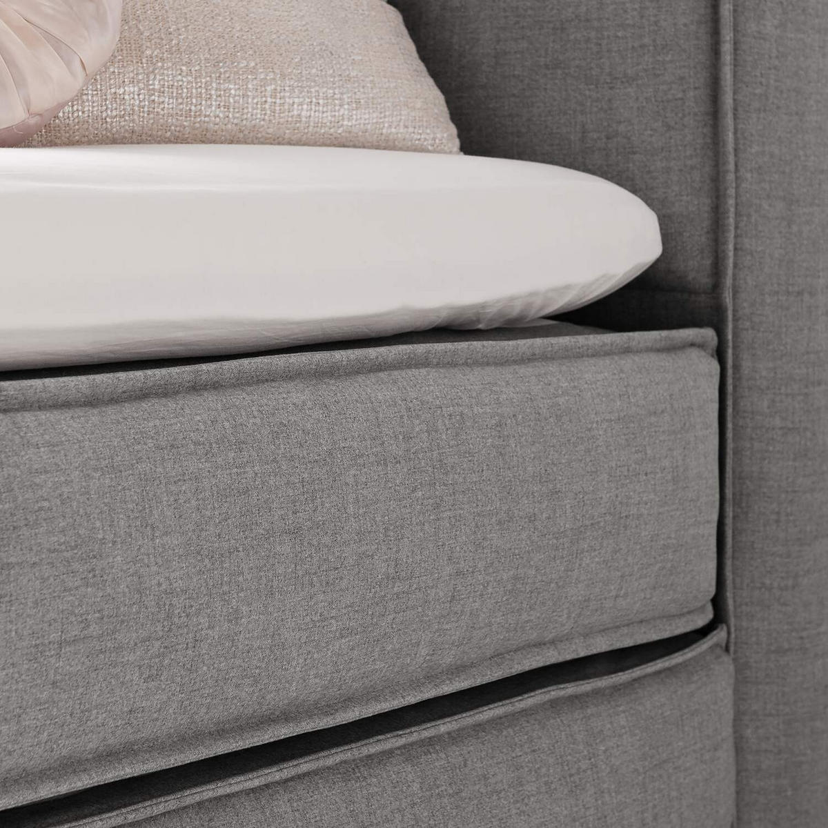 BOXSPRINGBETT 160/220 cm  in Hellgrau  - Hellgrau/Schwarz, Design, Kunststoff/Textil (160/220cm) - home24