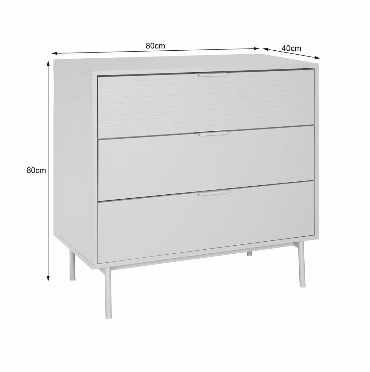 KOMMODE , 80/80/40 cm, 3 Schublade(n)  - Kaschmir, Design, Holzwerkstoff/Metall (80/80/40cm) - MID.YOU