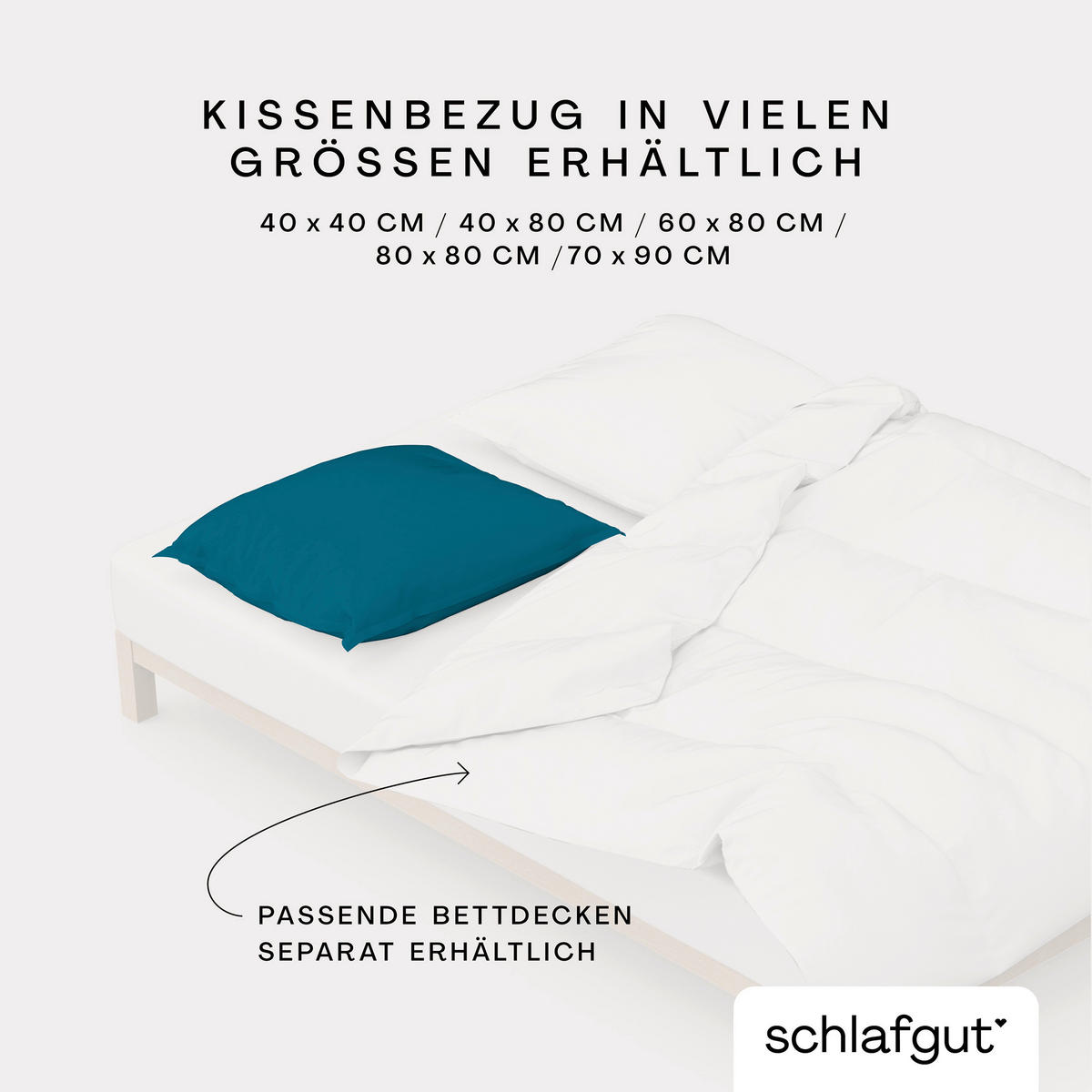 KISSENHÜLLE WOVEN SATIN 40/40 cm  - Petrol, Basics, Textil (40/40cm) - Schlafgut