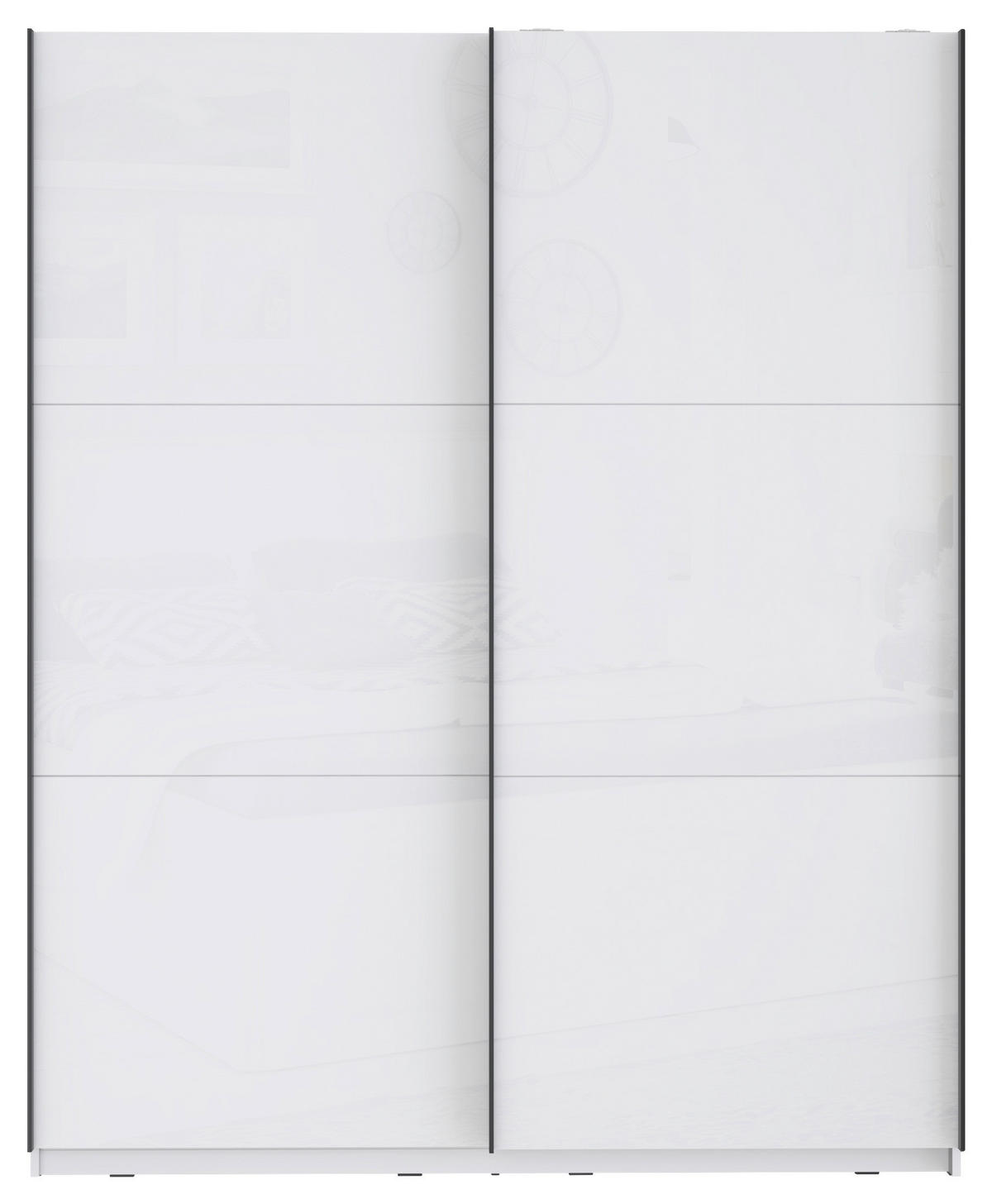 ORMAR S KLIZNIM VRATIMA bijela, bijela visoki sjaj   - bijela/bijela visoki sjaj, Moderno, drvni materijal/metal (170,3/209,7/61,2cm) - Hom`in
