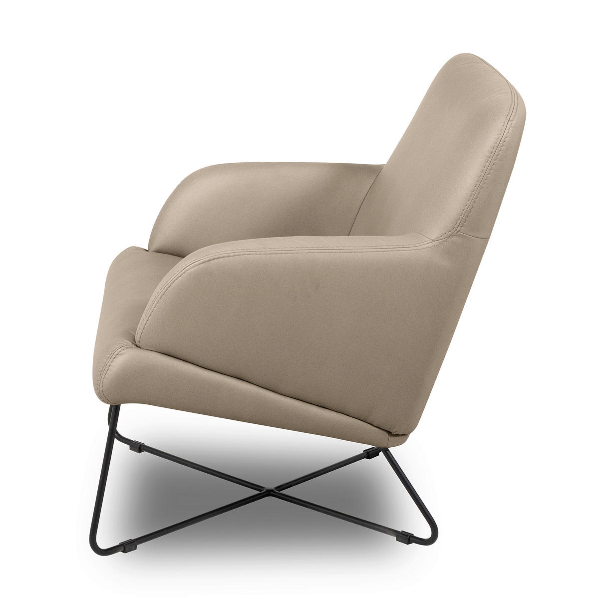 SESSELSET in Lederlook Beige  - Beige, Design, Textil/Metall (67/87/74cm) - Livetastic