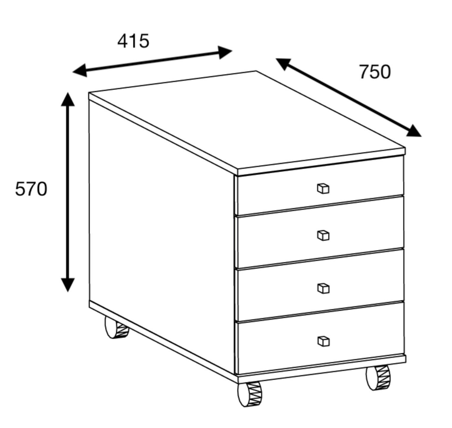 ROLLCONTAINER Anthrazit, Honigeiche  - Honigeiche/Anthrazit, Design, Holzwerkstoff/Kunststoff (42/57/75cm) - MID.YOU