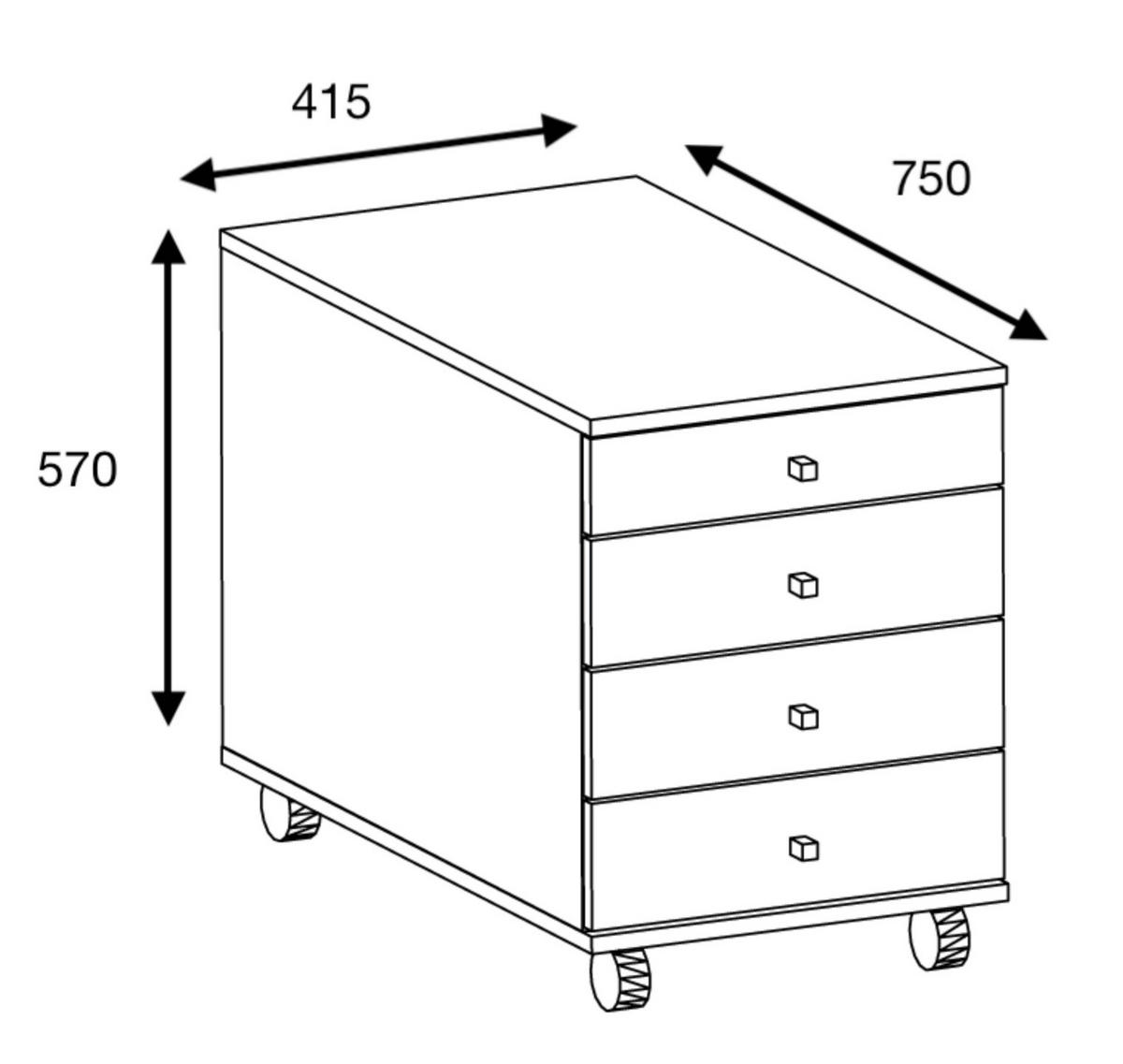 ROLLCONTAINER 42/57/75 cm  - Honigeiche/Weiss, Design, Holzwerkstoff/Kunststoff (42/57/75cm) - MID.YOU