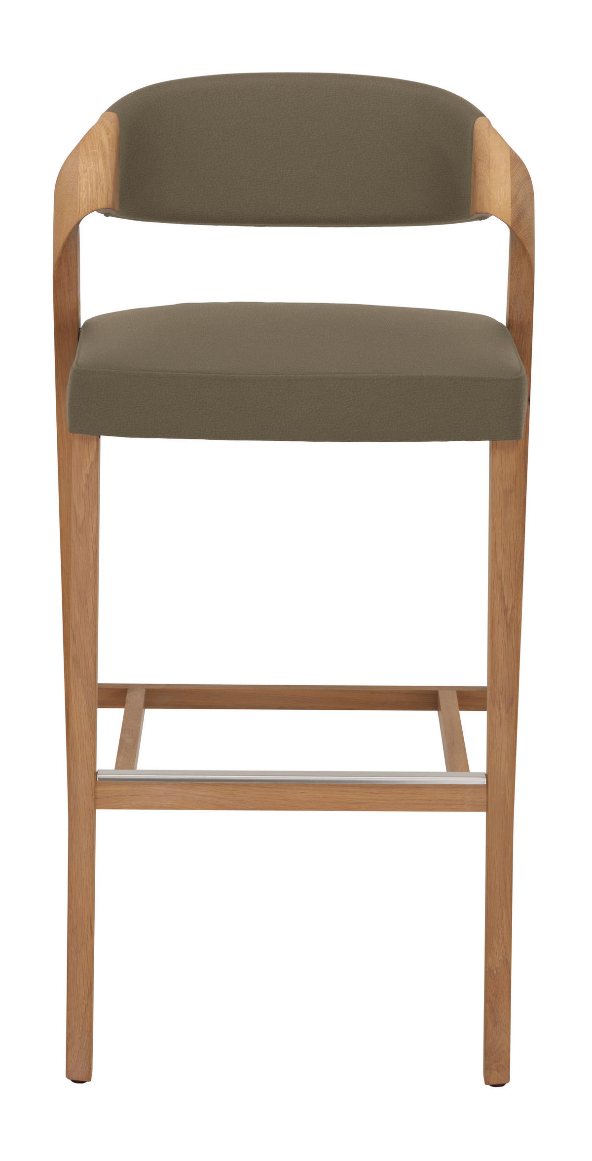 BARHOCKER Holz, Leder Schlammfarben, Wildeiche  - Wildeiche/Schlammfarben, Natur, Leder/Holz (52/103/52cm) - Voglauer