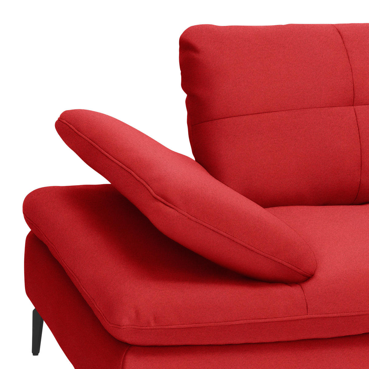 ECKSOFA in Webstoff Hellrot  - Hellrot/Schwarz, Design, Textil/Metall (301/179cm) - Chilliano