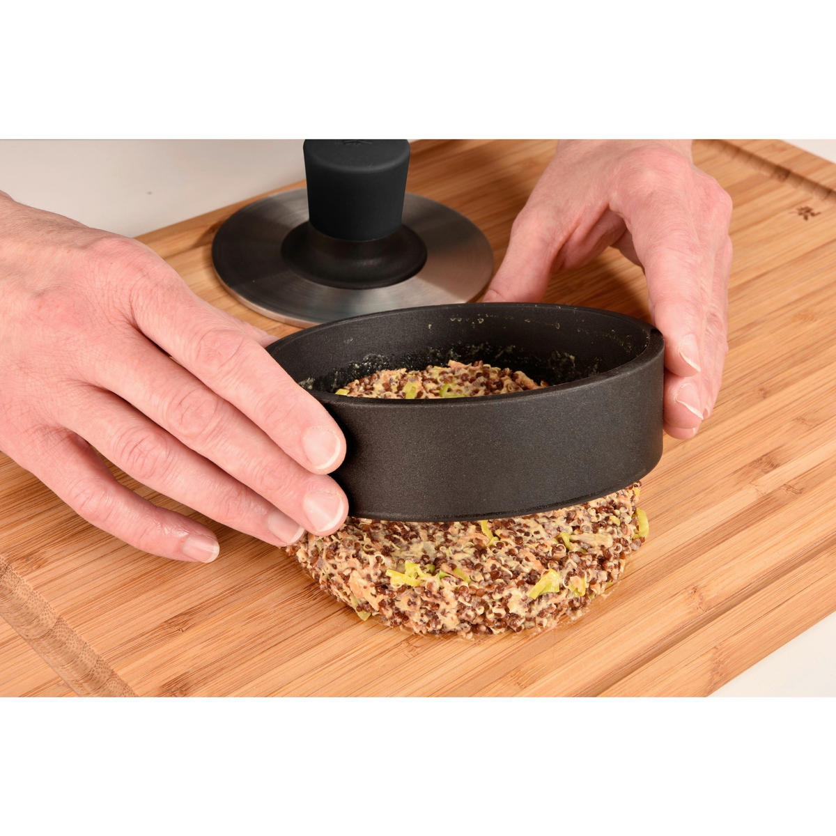 HAMBURGERPRESSE   - Edelstahlfarben/Schwarz, Basics, Kunststoff/Metall (12,5cm) - WMF