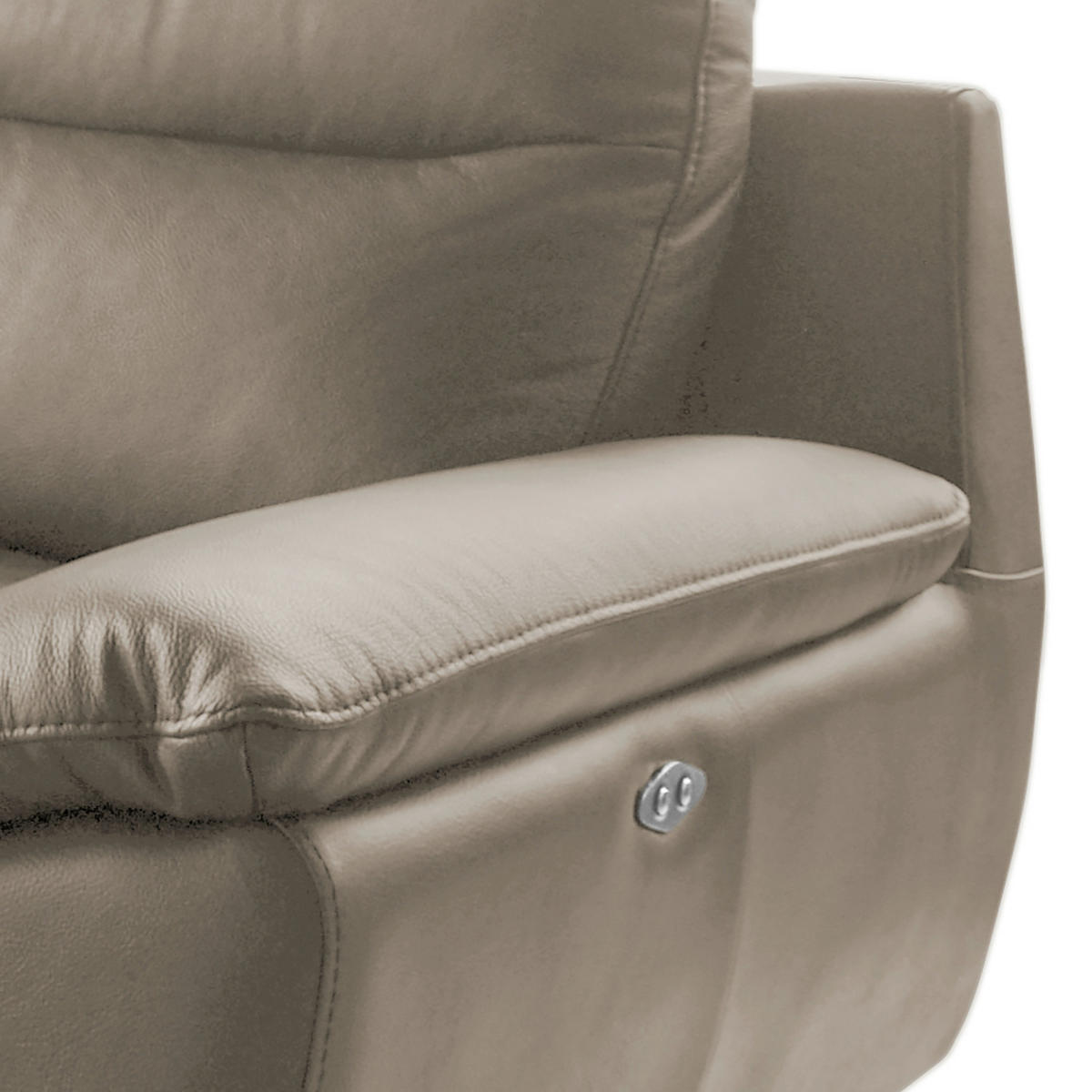 2,5-SITZER 216/95/96 cm PERLE in Echtleder Taupe   - Taupe/Chromfarben, Design, Leder/Metall (216/95/96cm) - Livetastic