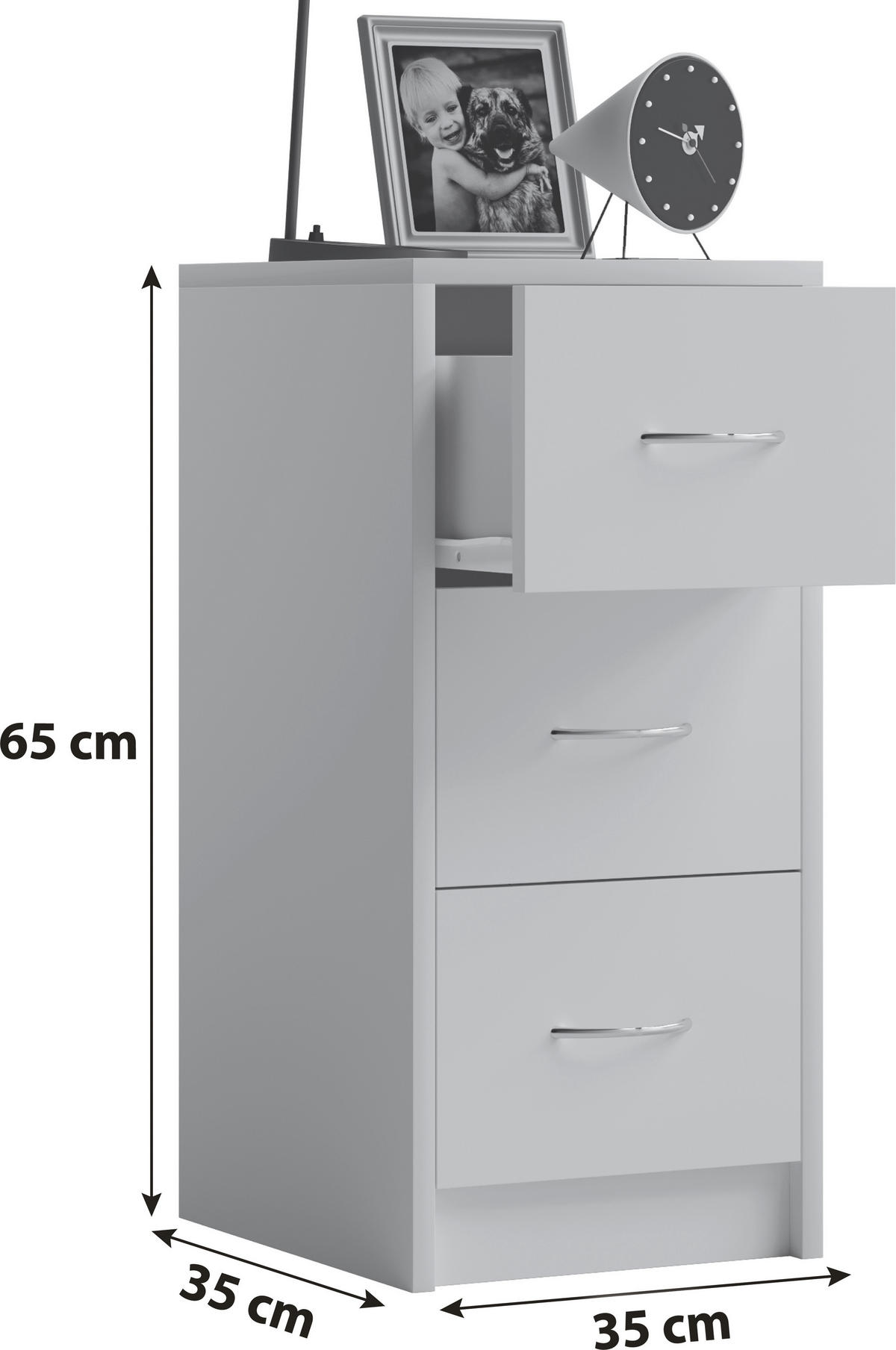 NACHTSCHRANK 35/65/35 cm  - Alufarben/Weiß, Basics, Holzwerkstoff (35/65/35cm) - MID.YOU