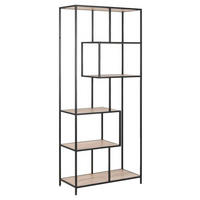REGAL Schwarz, Sonoma Eiche  - Schwarz/Sonoma Eiche, MODERN, Holzwerkstoff/Metall (77/185/35cm)