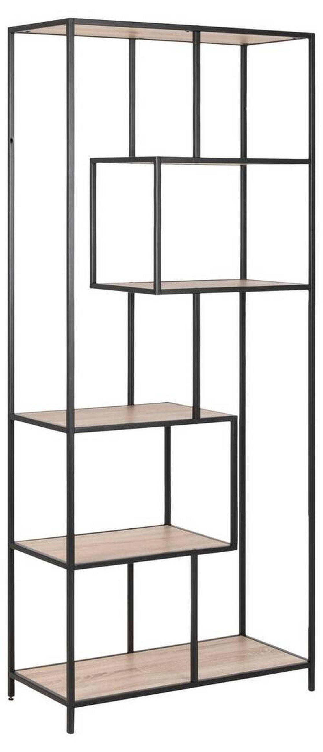 REGAL Schwarz, Sonoma Eiche  - Schwarz/Sonoma Eiche, MODERN, Holzwerkstoff/Metall (77/185/35cm)
