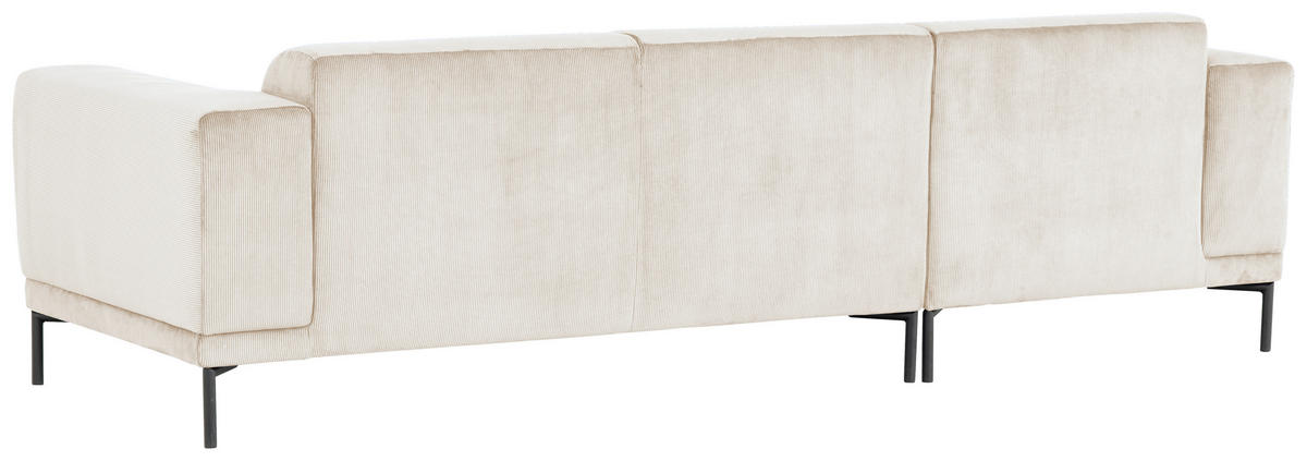 ECKSOFA ERNO Beige Cord  - Beige/Schwarz, Design, Textil/Metall (262/183cm) - MID.YOU