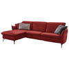 ECKSOFA Rot Echtleder  - Rot/Nickelfarben, MODERN, Leder/Metall (179/233cm) - Livetastic
