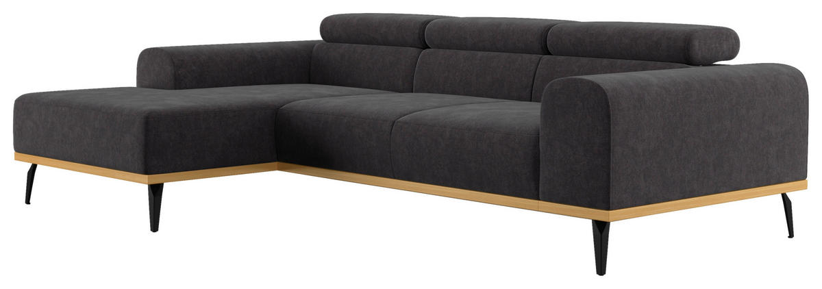 ECKSOFA in Mikrofaser Schwarz  - Schwarz, Konventionell, Textil/Metall (157/244cm) - Cotta