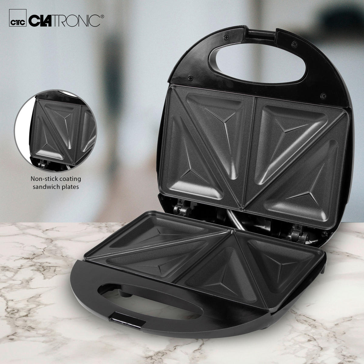 SANDWICHTOASTER  - Schwarz, LIFESTYLE, Kunststoff/Metall (23/7,5/22,5cm) - Clatronic