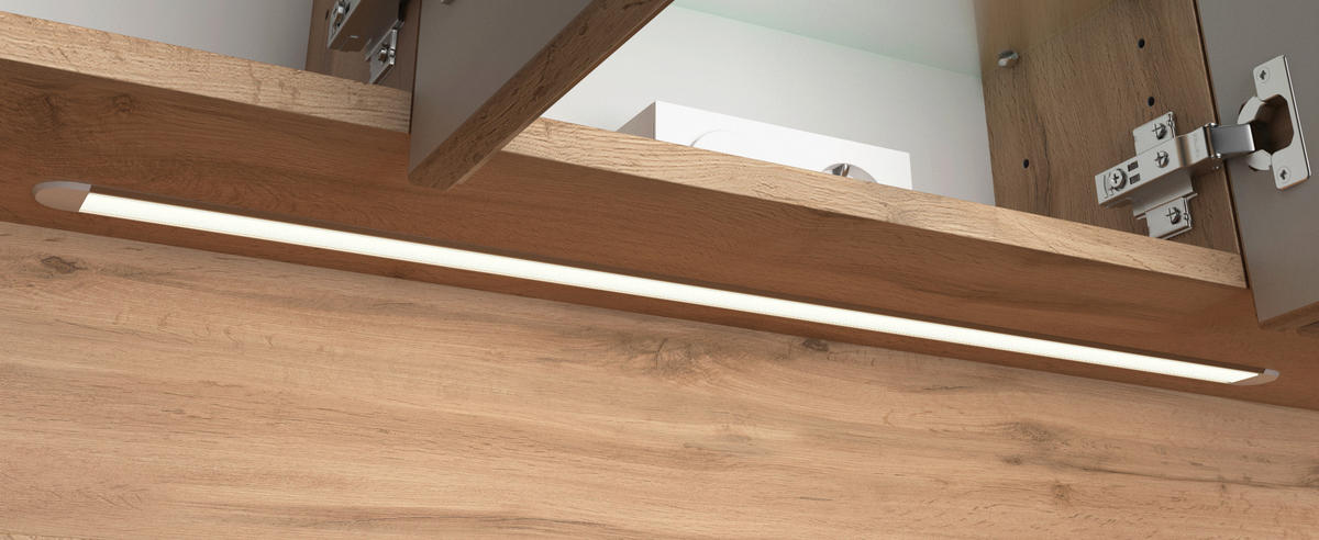 SPIEGELSCHRANK 100/64/20 cm  - Chromfarben/Eiche Wotan, Natur, Glas/Holzwerkstoff (100/64/20cm) - Xora