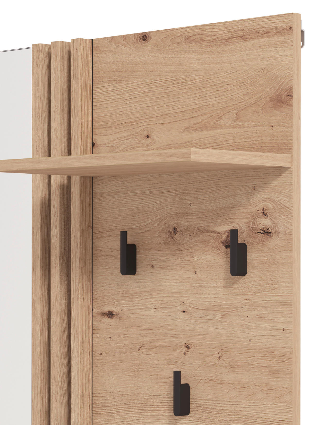 GARDEROBE 6-teilig  in 240/192,5/40 cm  - Schwarz/Eiche Artisan, Basics, Holzwerkstoff/Textil (240/192,5/40cm) - Carryhome