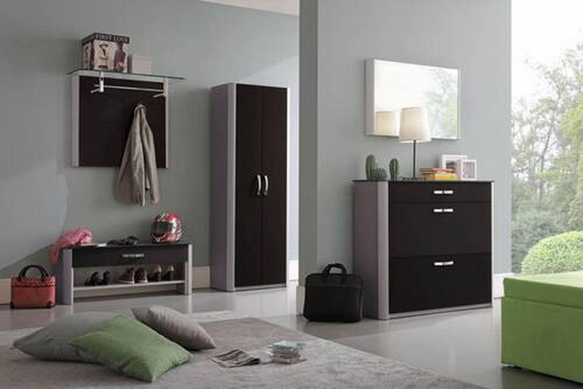 GARDEROBENPANEEL  in 96/78/33 cm  - Schwarz/Alufarben, Design, Glas/Holzwerkstoff (96/78/33cm) - Moderano