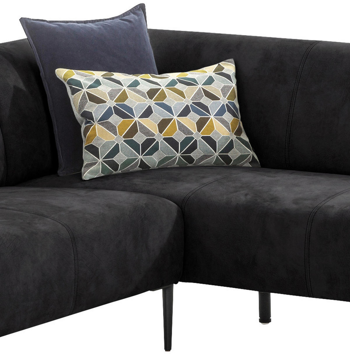 ECKSOFA Nobility Schwarz Mikrofaser  - Schwarz, MODERN, Textil/Metall (265/215cm) - W.Schillig