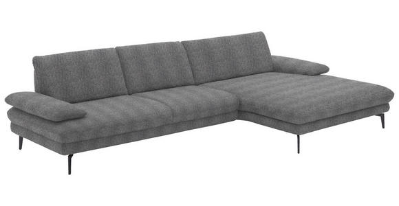 ECKSOFA in Chenille Grau  - Schwarz/Grau, Design, Textil/Metall (310/180cm) - Dieter Knoll