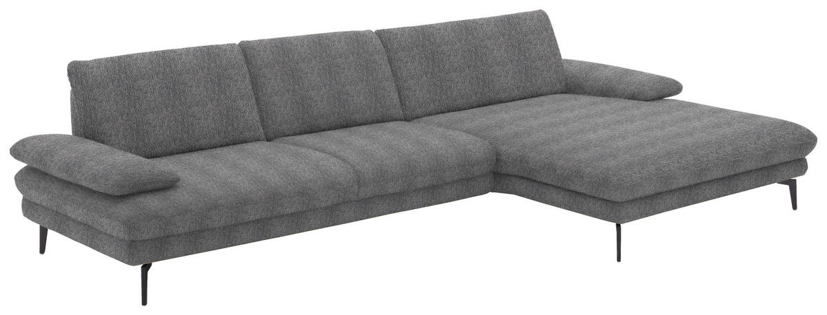 ECKSOFA in Chenille Grau  - Schwarz/Grau, Design, Textil/Metall (310/180cm) - Dieter Knoll