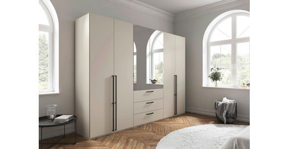 DREHTÜRENSCHRANK 301/223/61 cm,  in Champagner, 6-türig  - Chromfarben/Champagner, Basics, Glas/Holzwerkstoff (301/223/61cm) - Novel
